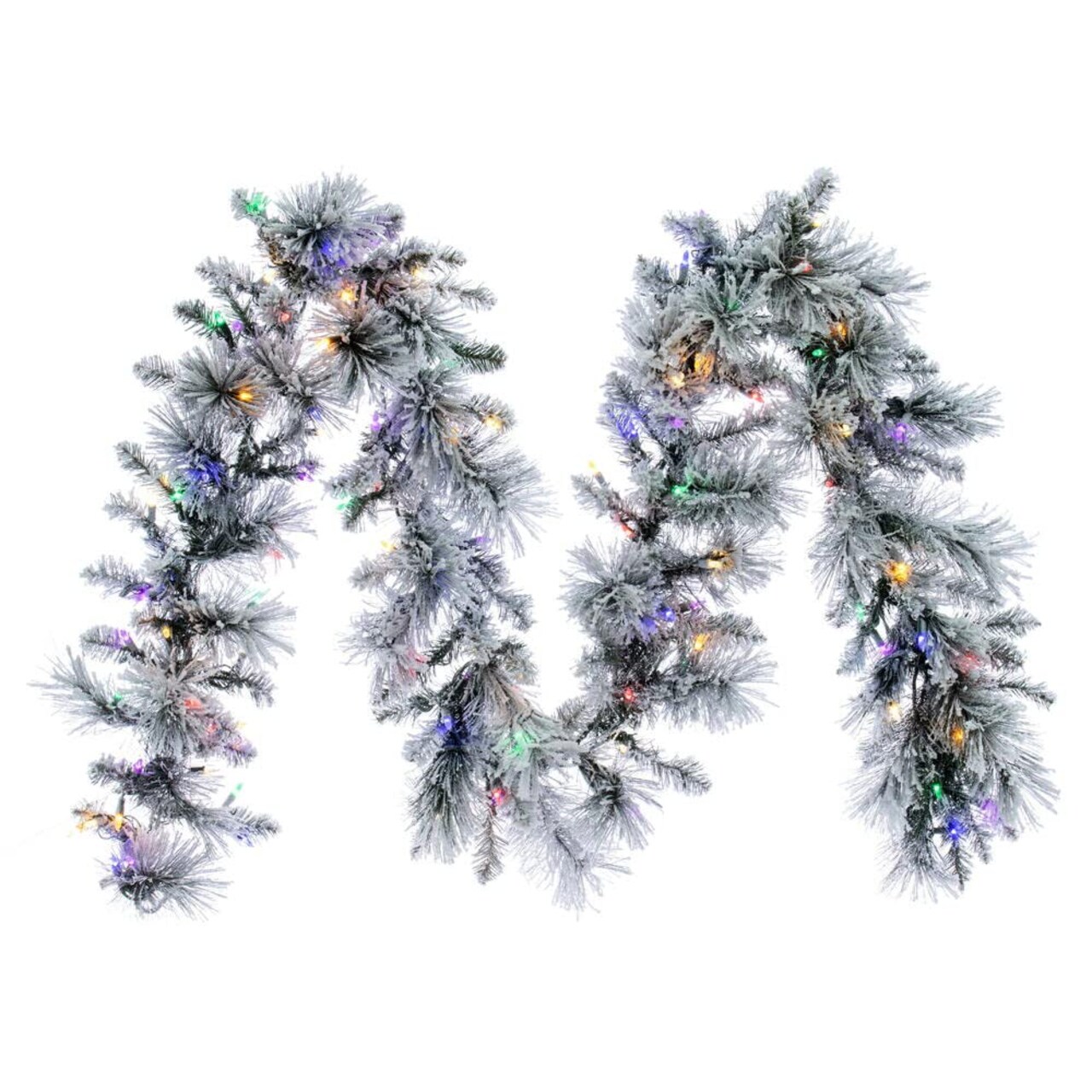 Vickerman 9' x 14" Flocked Jackson Pine Pre-Lit Artificial with 100 Multi-Colored Lights and 160 PVC Tips